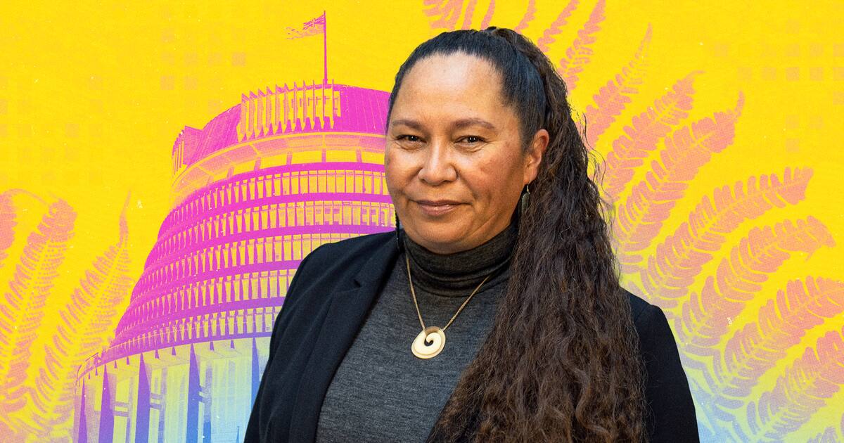 A graphic portrait of ACT MP Nicole McKee in front of a stylised Beehive and silver fern motif, marking her appointment as the party's new deputy leader.
